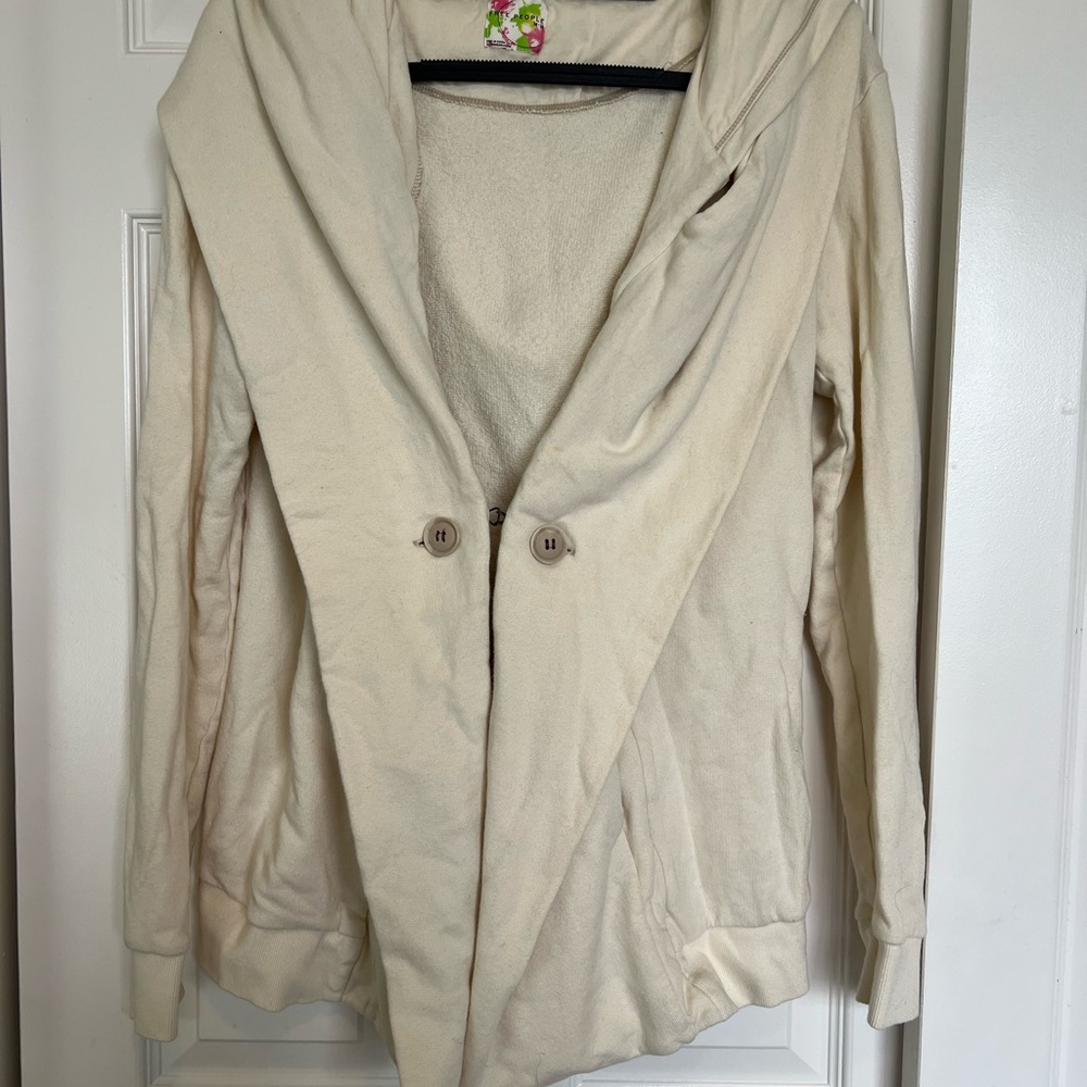 Free People Cream Wrap Button Jacket